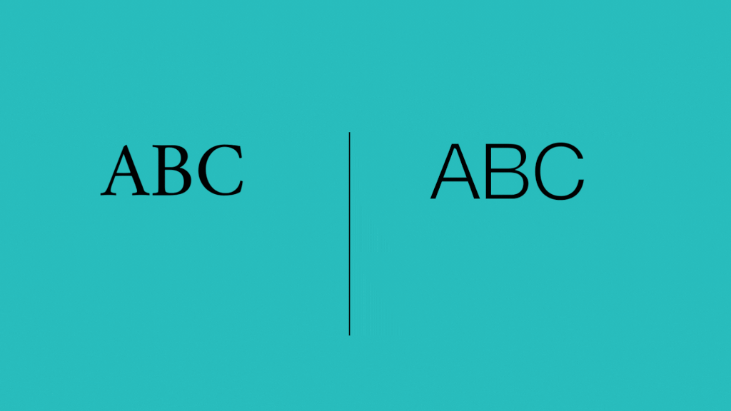 ABC with serifs on left side of graphic and ABC without serifs on right side