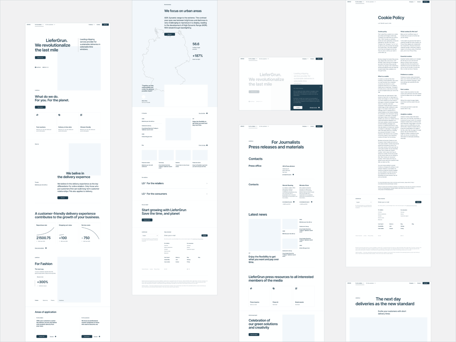 Gif of high fidelity wireframes at different stages of production