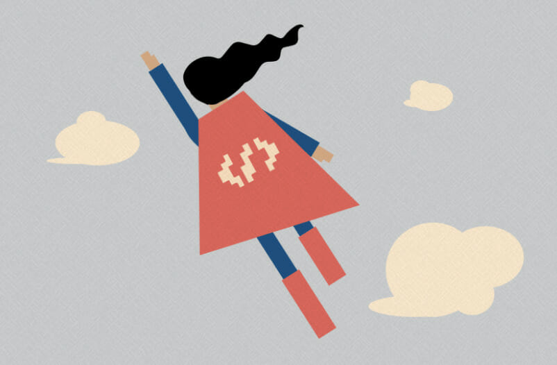 supergirl with code on her cape flies up on a grey sky