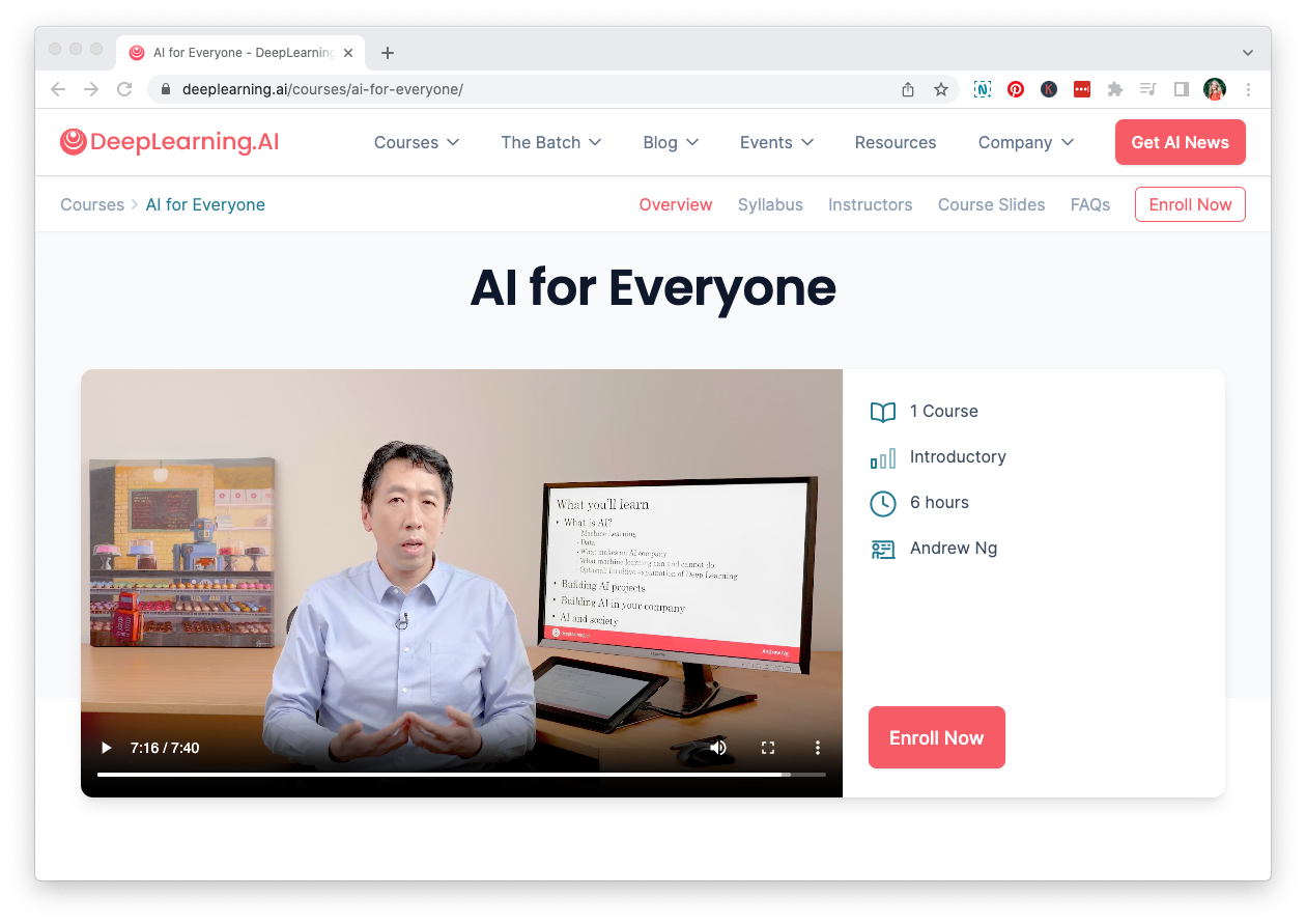 AI for Everyone intro video featuring Andrew Ng