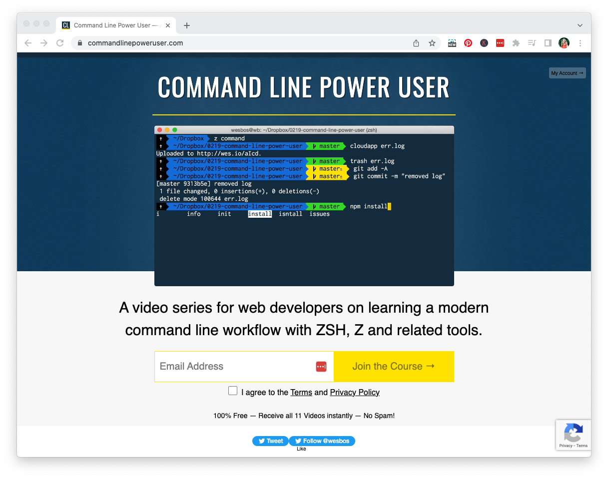 Wes Bos' free online course Command Line Power User.