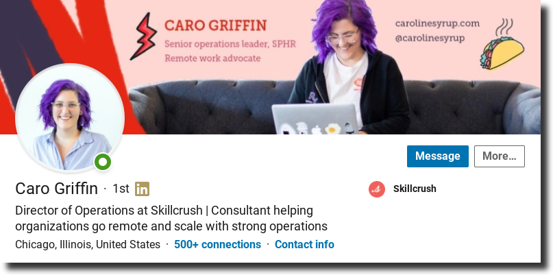 set up your LinkedIn, Caro Griffin Linkedin profile