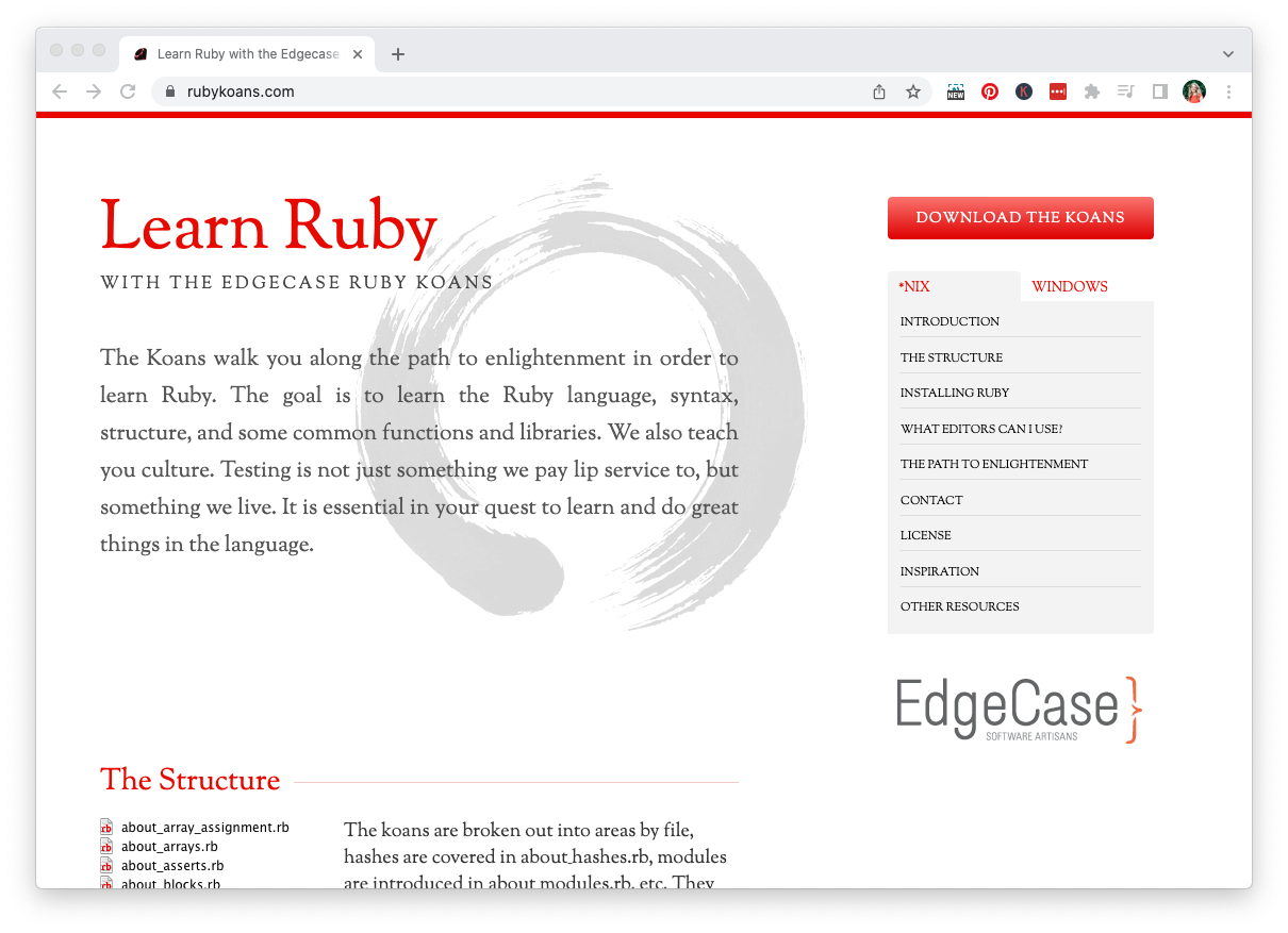 Ruby Koans, a site where you can Learn Ruby